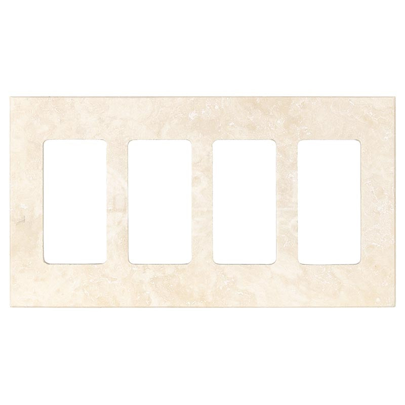 Ivory Travetine - Quadruple Rocker Switch Plate Cover