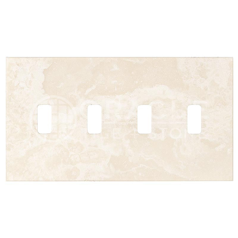 Ivory Travetine - Quadruple Toggle Switch Plate Cover