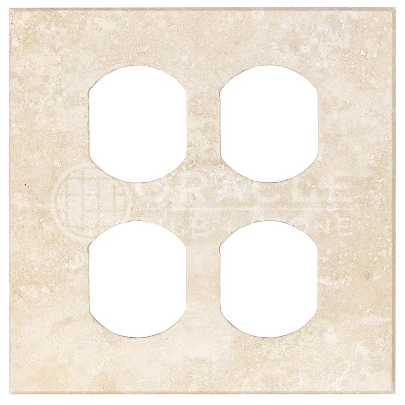 Ivory Travetine - Double Duplex Switch Plate Cover