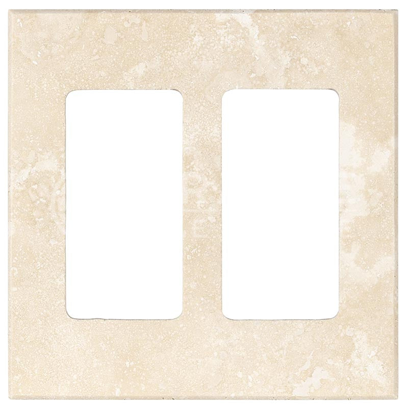 Ivory Travetine - Double Rocker Switch Plate Cover