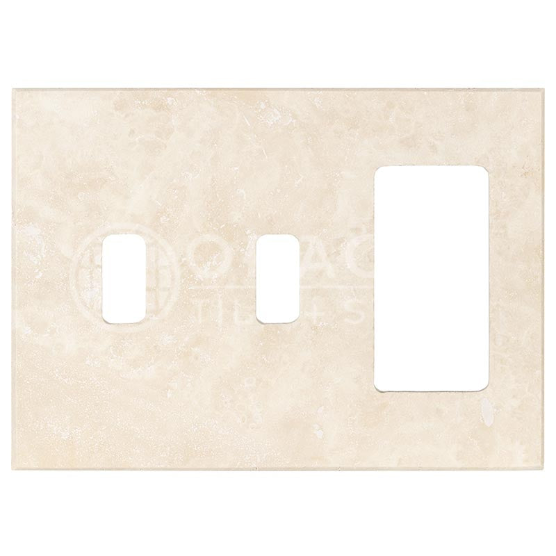 Ivory Travetine - Double Toggle Rocker Switch Plate Cover