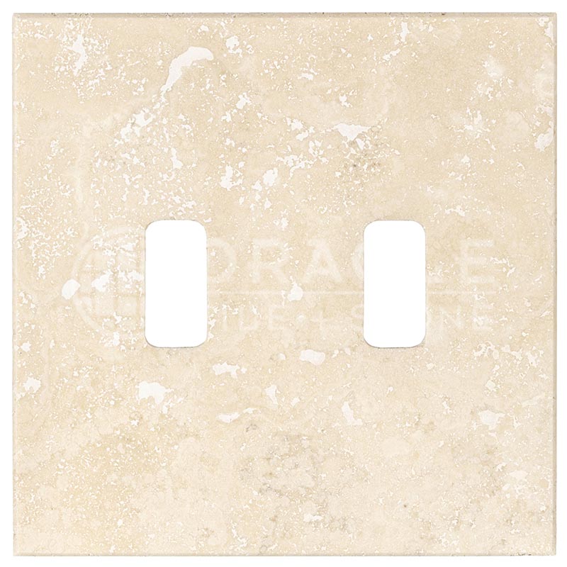 Ivory Travetine - Double Toggle Switch Plate Cover