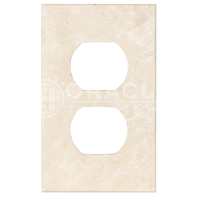 Ivory Travetine - Single Duplex Switch Plate Cover