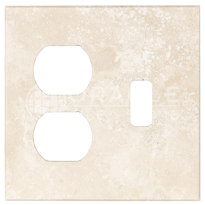 Ivory Travetine - Toggle Duplex Switch Plate Cover