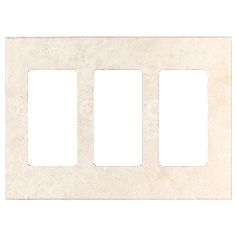 Ivory Travetine - Triple Rocker Switch Plate Cover