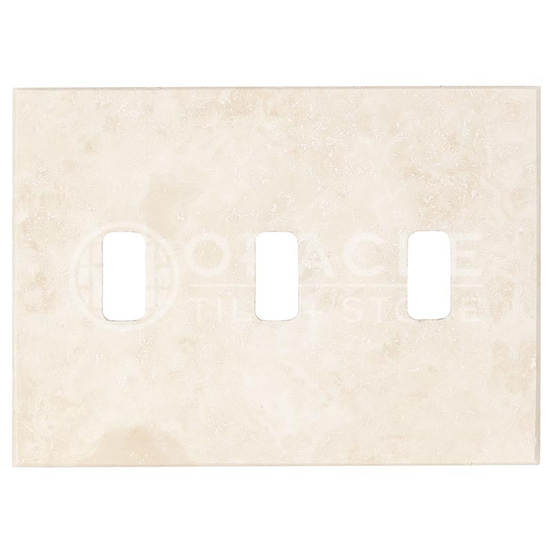 Ivory Travetine - Triple Toggle Switch Plate Cover