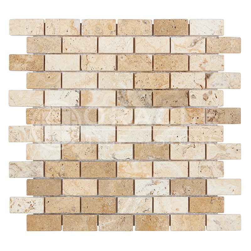 Latravonya	Travertine	1" X 2"	Brick Mosaic	Filled & Honed