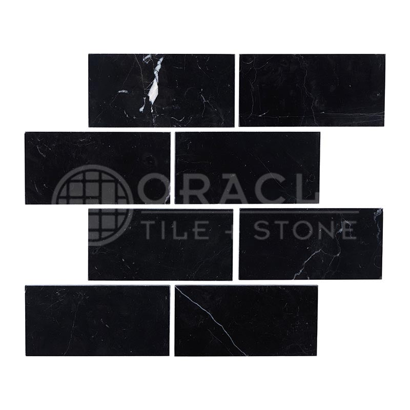 Negro Marquina Marble - 3" X 6" Rectangular Field Tile