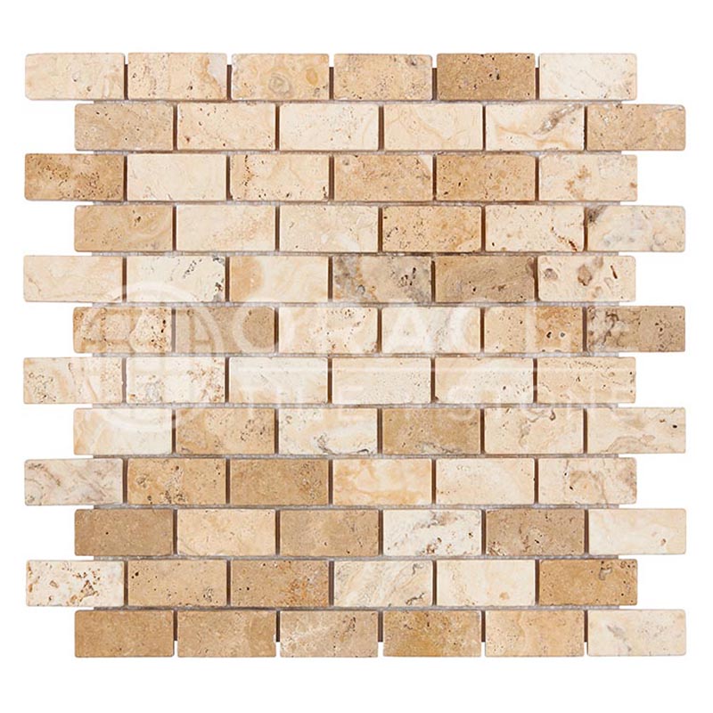 Philadelphia Travertine - 1" X 2" Brick Mosaic Tile