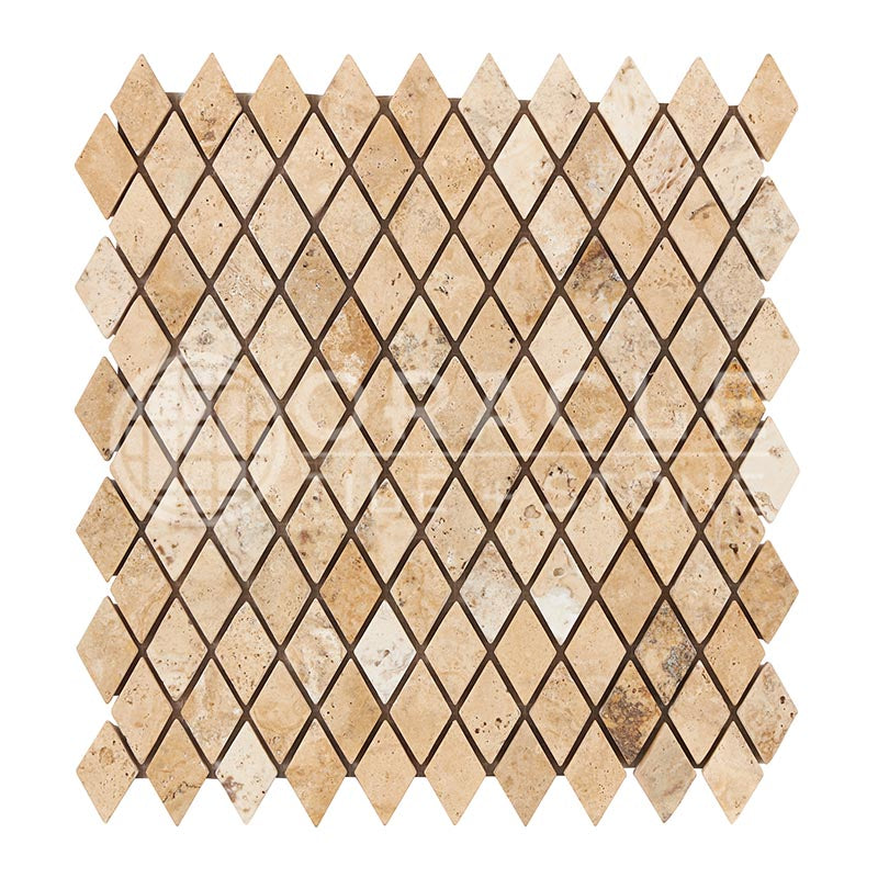 Philadelphia Travertine - 1" X 2" Diamond (Rhomboid) Mosaic Tile