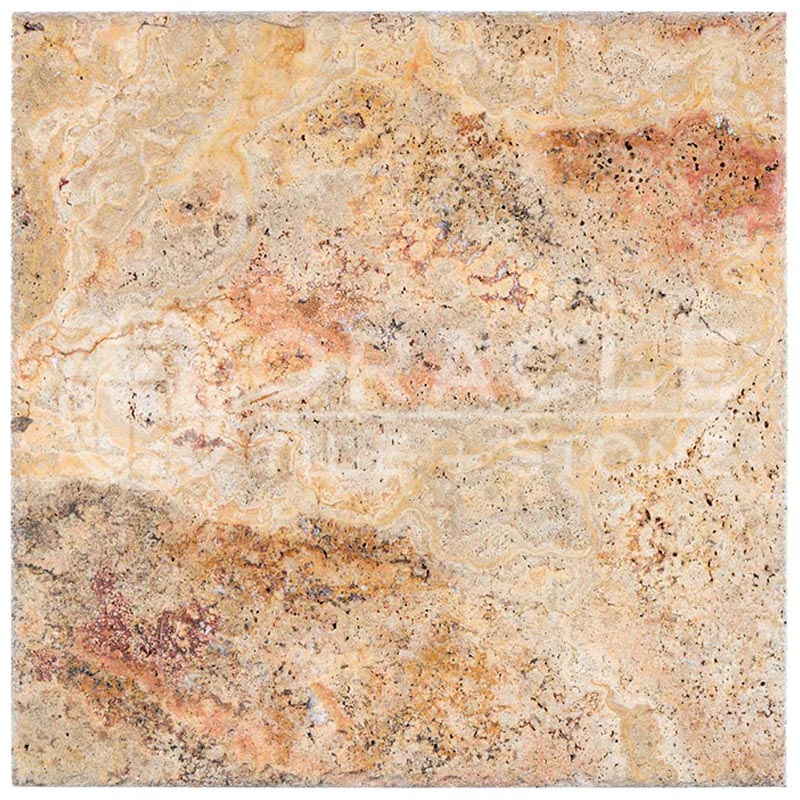 Scabos	Travertine	18" X 18"	Tile - (Cross-cut)	Unfilled, Brushed & Chiseled