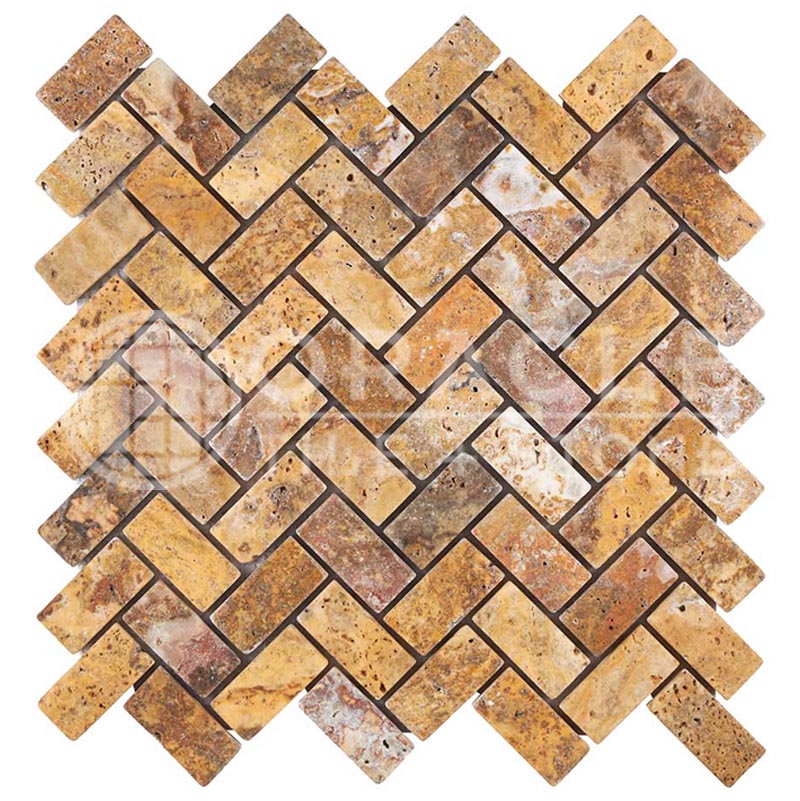 Scabos Travertine - Herringbone (1" X 2") Mosaic Tile