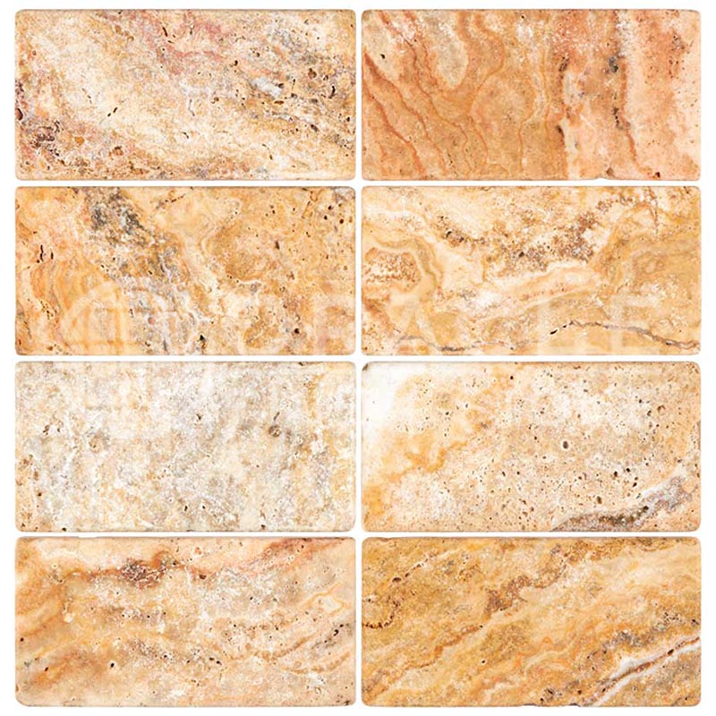 Scabos Travertine - TUMBLED- 3" X 6" Rectangular Field Tile