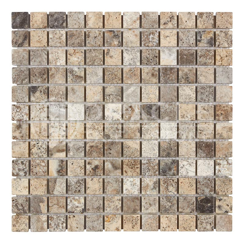 Silver Travertine - 1" X 1" Mosaic Tile
