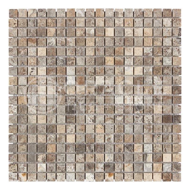 Silver Travertine - 5/8" X 5/8" Mosaic Tile