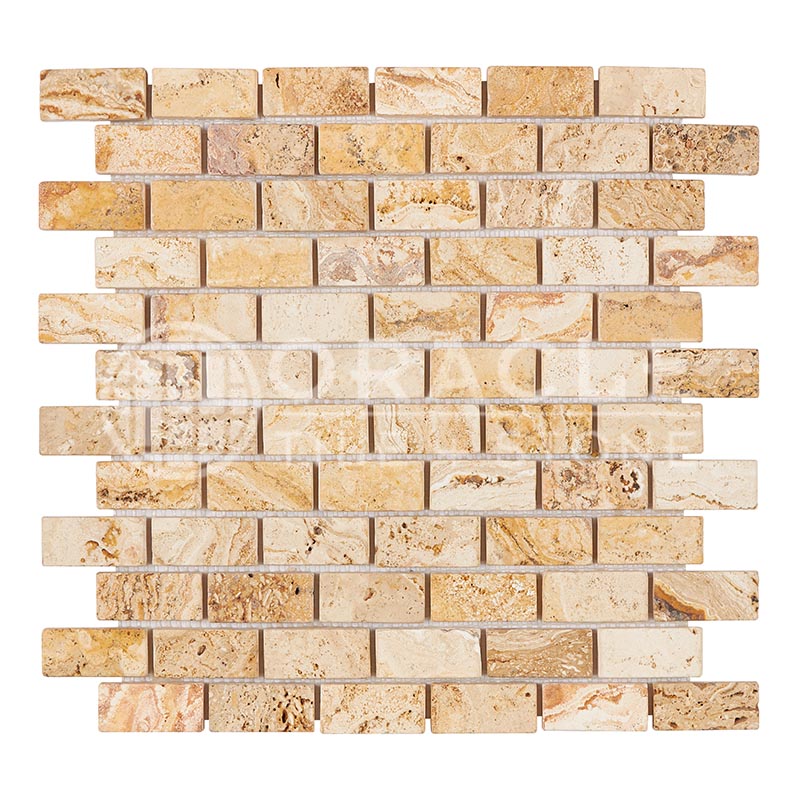 Valencia Travertine - 1" X 2" Brick Mosaic Tile