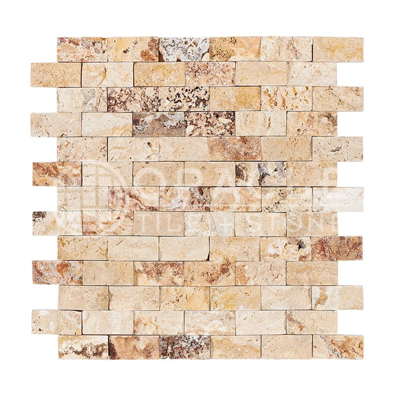 Valencia	Travertine	1" X 2"	Brick Mosaic	Split-faced