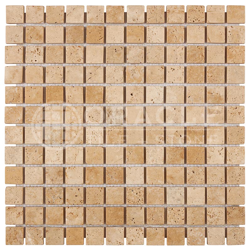 Walnut Travertine - 1" X 1" Mosaic Tile