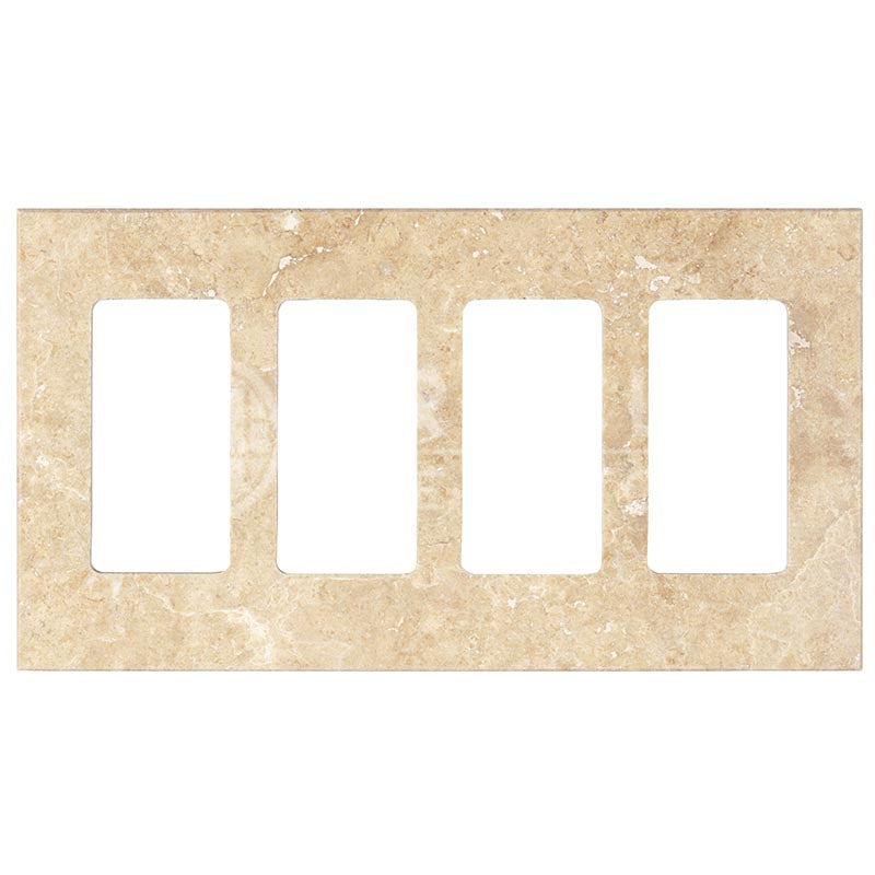 Walnut Travetine - Quadruple Rocker Switch Plate Cover with Screw