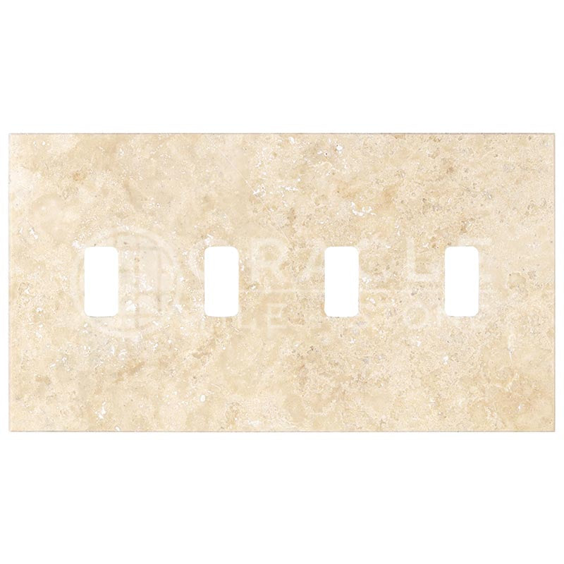 Walnut Travetine - Quadruple Toggle Switch Plate Cover with Screw