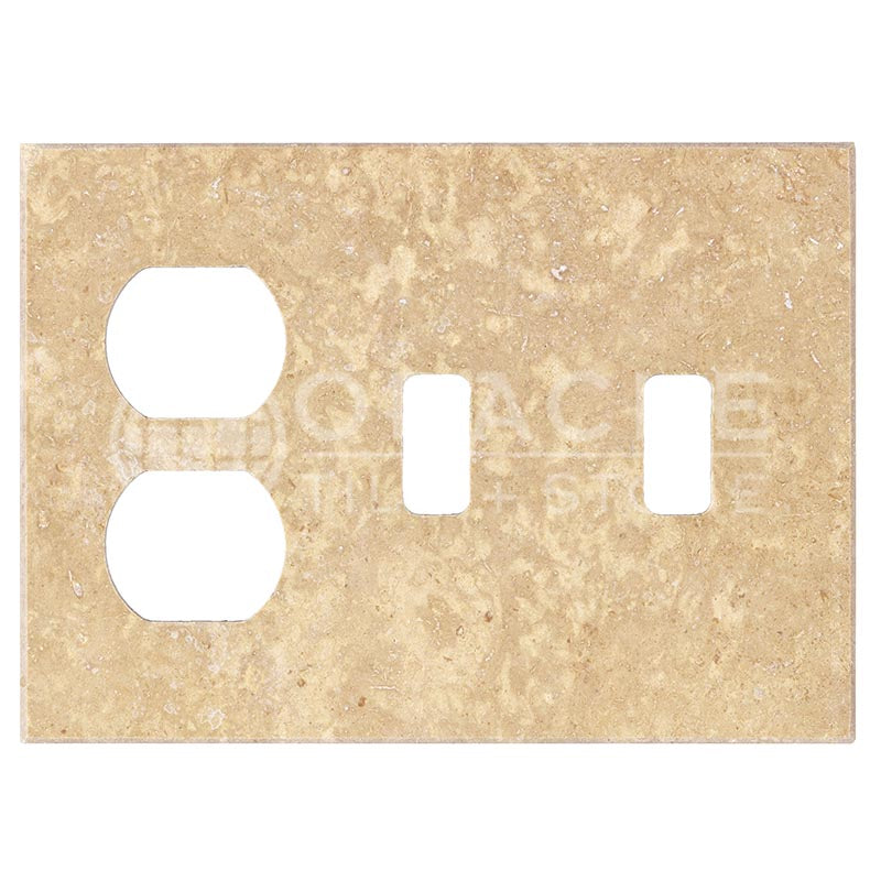 Walnut Travertine - Double Toggle Duplex Switch Plate Cover with Screw