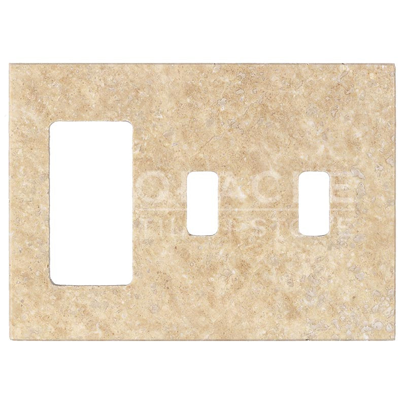 Walnut Travertine - Double Toggle Rocker Switch Plate Cover with Screw