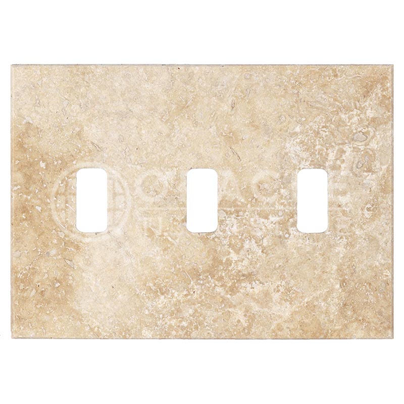 Walnut Travetine - Triple Toggle Switch Plate Cover with Screw